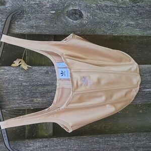 Adidas Beige Crop  Corset Top with Logo Sz S